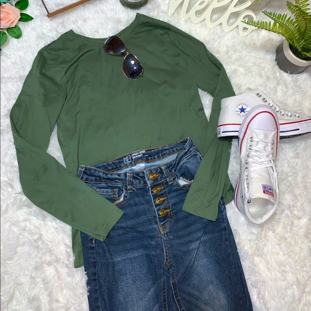 Time And Tru Women’s Small Green Long-Sleeve Shirt